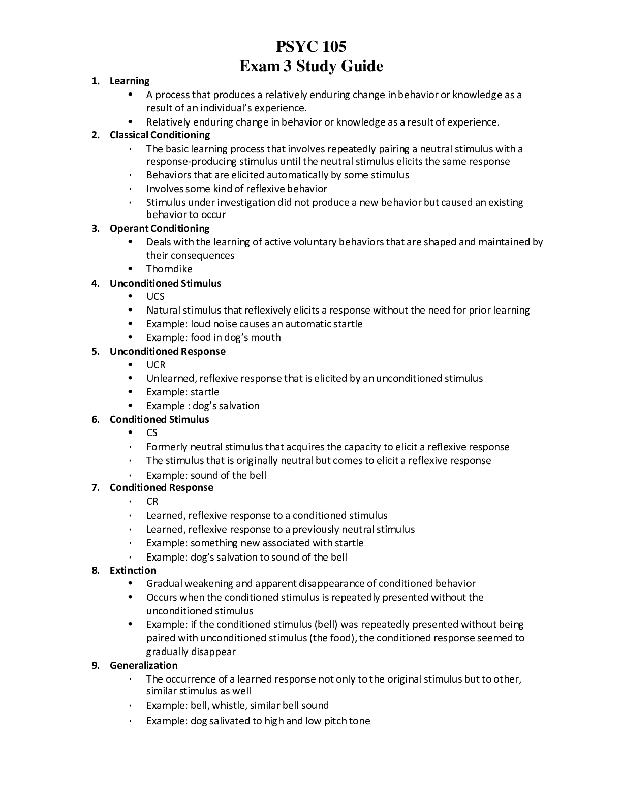 Preview image of PSYC 105 Exam 3 Study Guide document